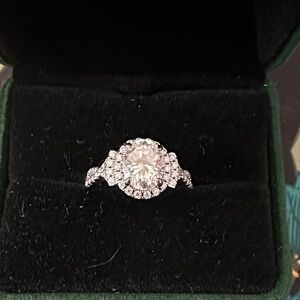 Oval Moissanite Ring Halo Engagement Ring